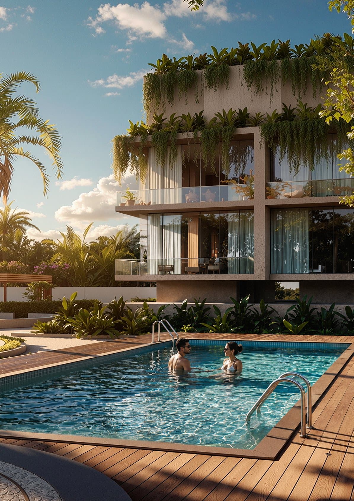 The swimming pool and deck at Sridira Lake Creek